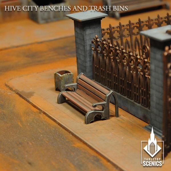 TABLETOP SCENICS Hive City Benches & Trash Bins