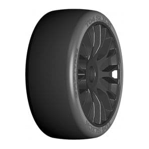 GRP 1/8 GT - T04 Slick - XM2 SuperSoft - Mounted on New 20 Spoked Flex Black Wheel - 1 Pair