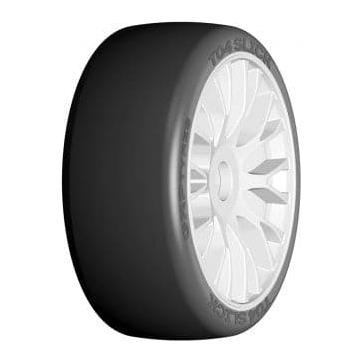 GRP 1/8 GT New Slick  Soft (2)White 20 Spoke Rubber Tyres