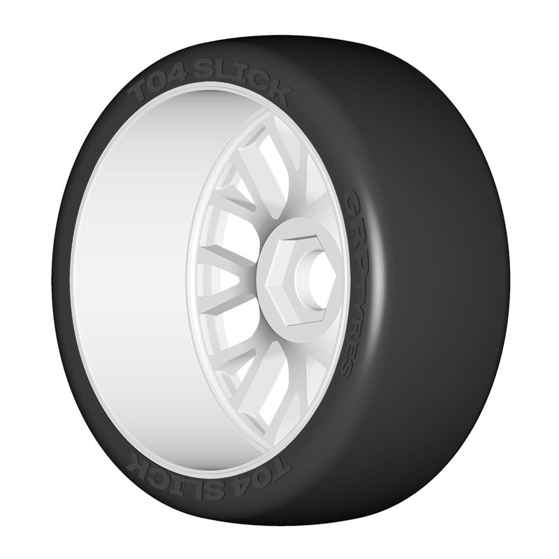GRP 1/8 GT - T04 Slick - XB2 ExtraSoft - Mounted on New 20 Spoked Rigid White Wheel