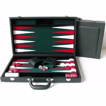 DAL ROSSI Green Backgammon Set 15" PU Leather