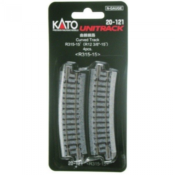 KATO N Unitrack Curved Track R315-15Deg (4 Pack)
