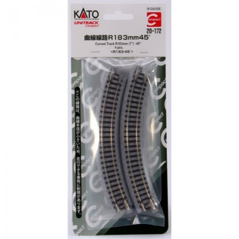 KATO N Unitrack Compact Curves183mm 45 Degree (4 Pack)