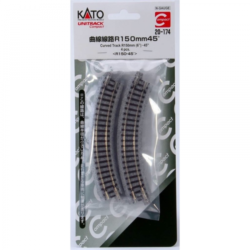 KATO N Unitrack Compact Curves 150mm 45 Degree (4 Pack)
