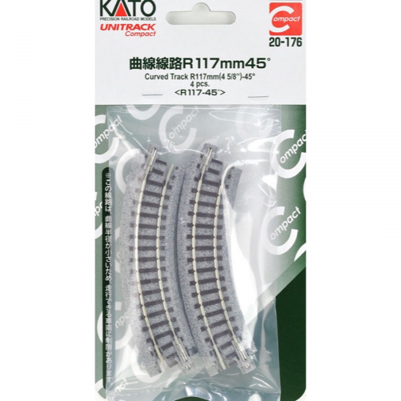 KATO N Unitrack Compact Curves 117mm 45 Degree (4 Pack)