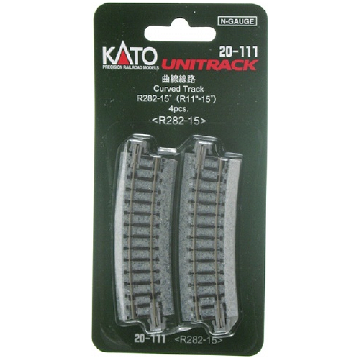 KATO N Unitrack Curved Track R282-15Deg (4 Pack)