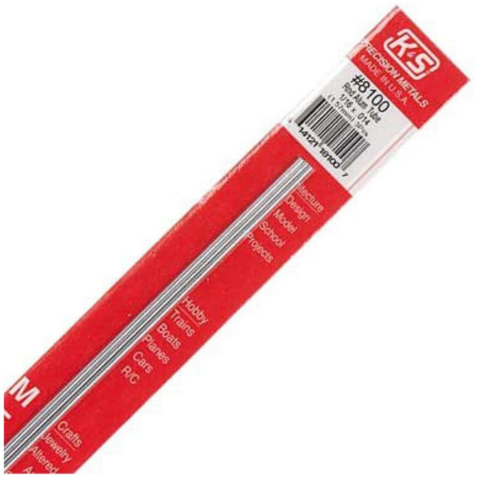 K&S Aluminium Tube 1/16in x .014 Wall - (3 Tubes per Card)