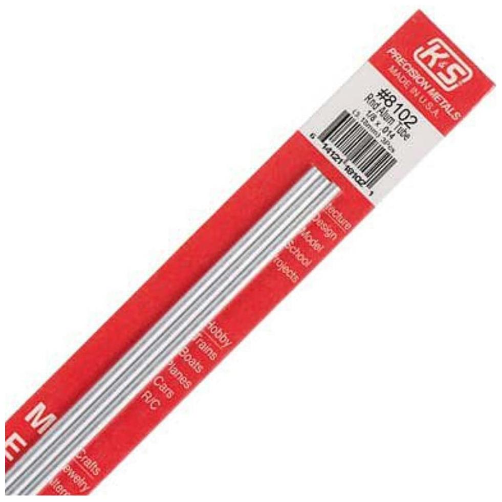 K&S Aluminium Tube 1/8in x .014 Wall - (3 Tubes per Card)