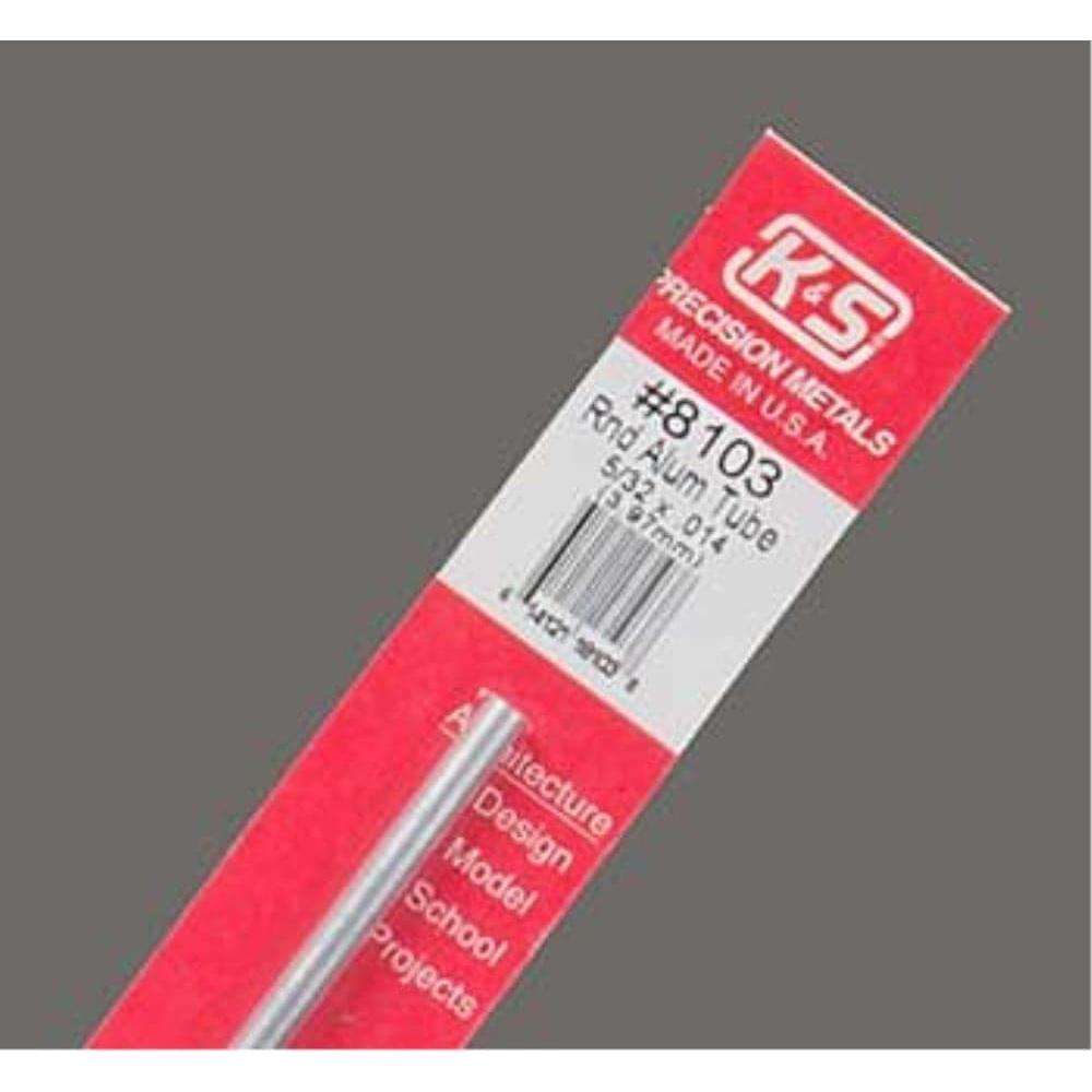 K&S Aluminium Tube 5/32in x .014 Wall - (1 Tube per Card)