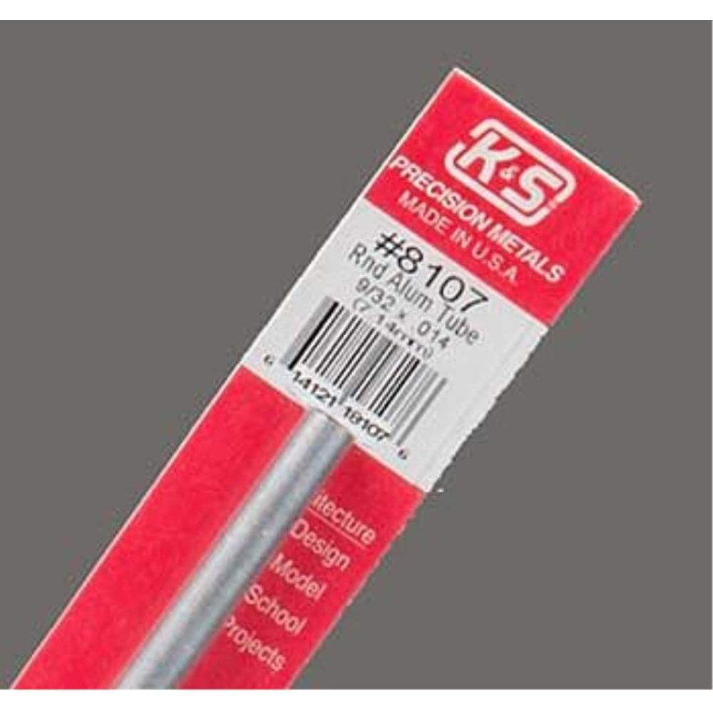 K&S Aluminium Tube 9/32in x .014 Wall - (1 Tube per Card)