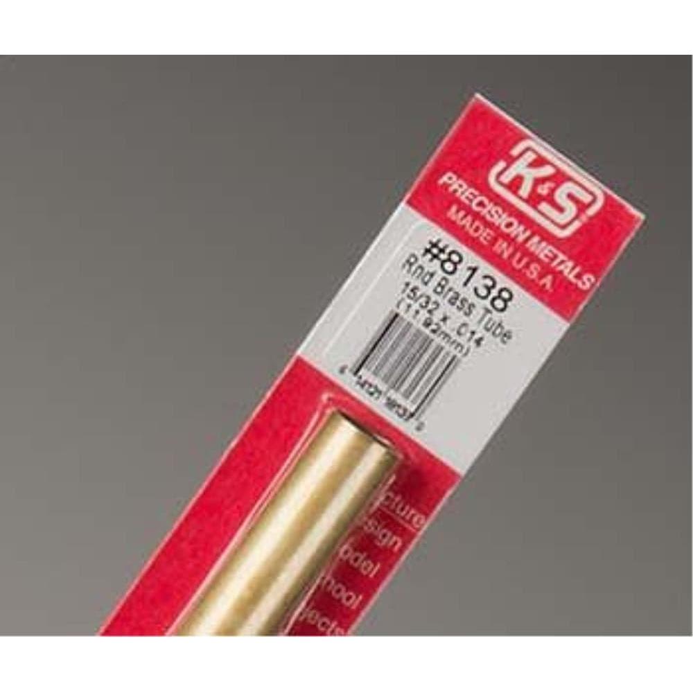 K&S Brass Tube 15/32in x .014 Wall (1 Tube per Card)