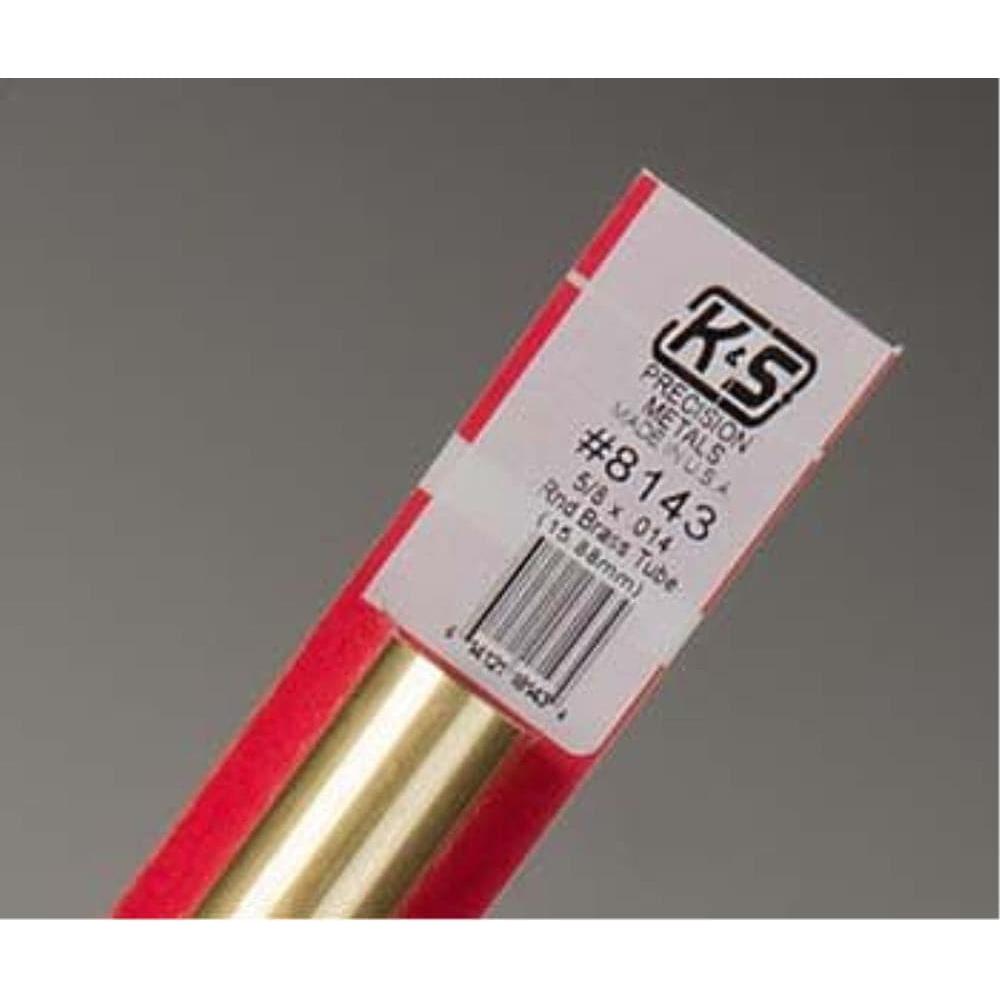 K&S Brass Tube 5/8in x .014 Wall - (1 Tube per Card)