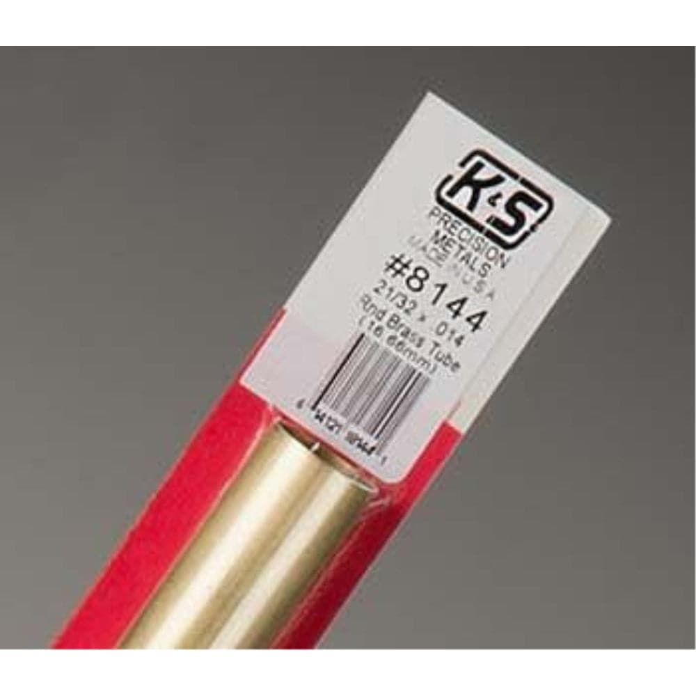 K&S Brass Tube 21/32in x .014 Wall (1 Tube per Card)