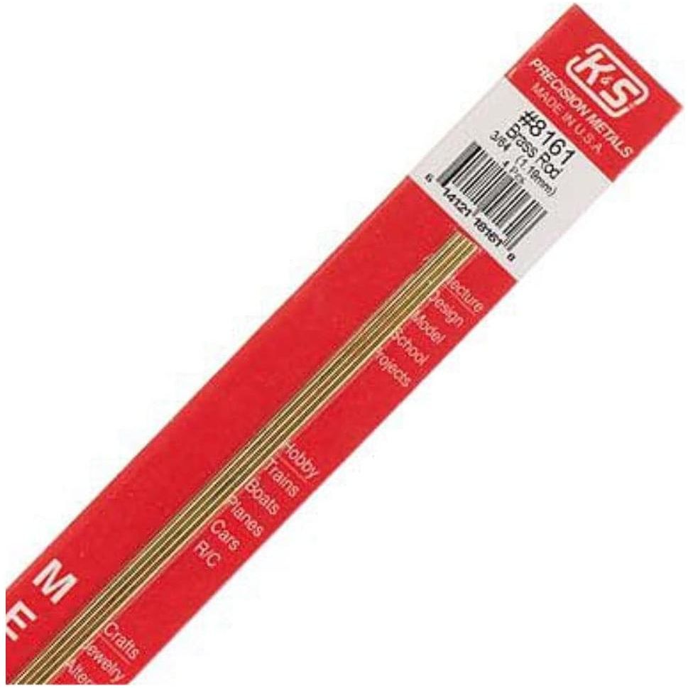 K&S Brass Rod 3/64in - (4 Rods per Card)