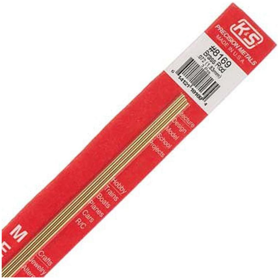 K&S Brass Rod 0.072in - (3 Rods per Card)