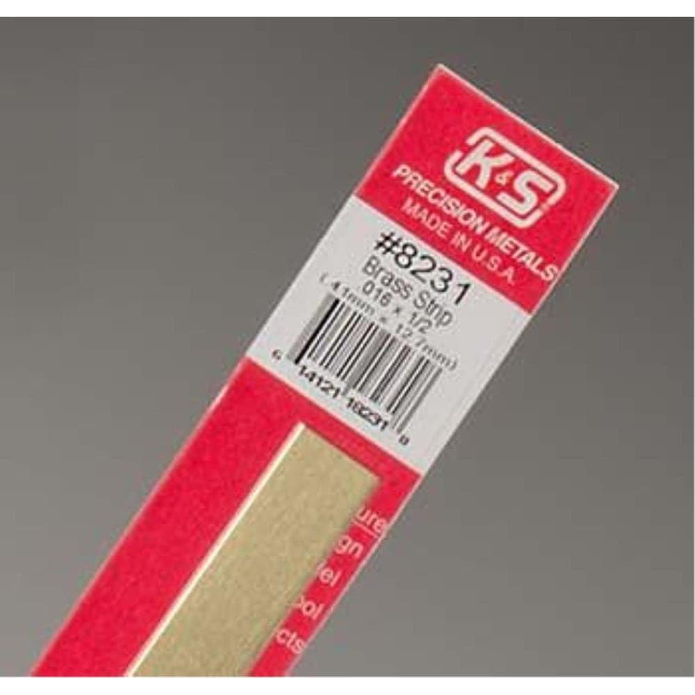 K&S Brass Strips .016 x 1/2in - (1 Strip per Card)