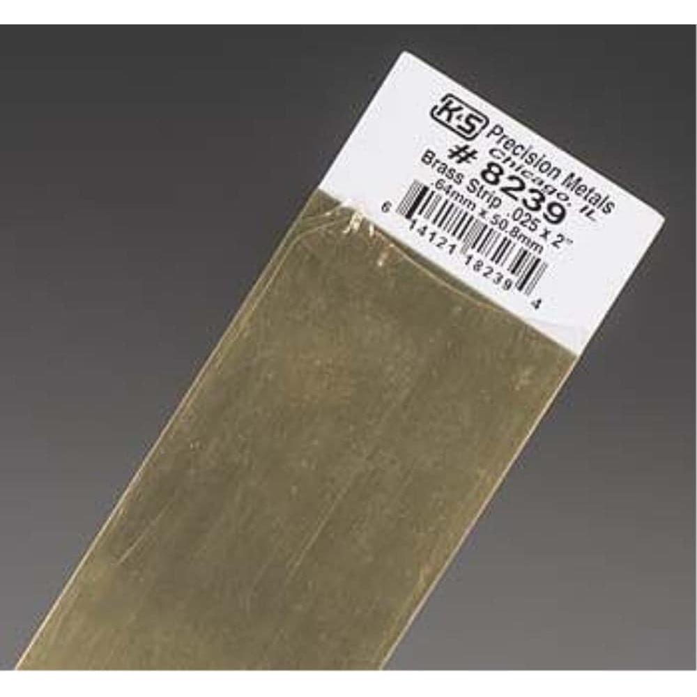 K&S Brass Strips .025in X 2in - (1 Strip per Card)