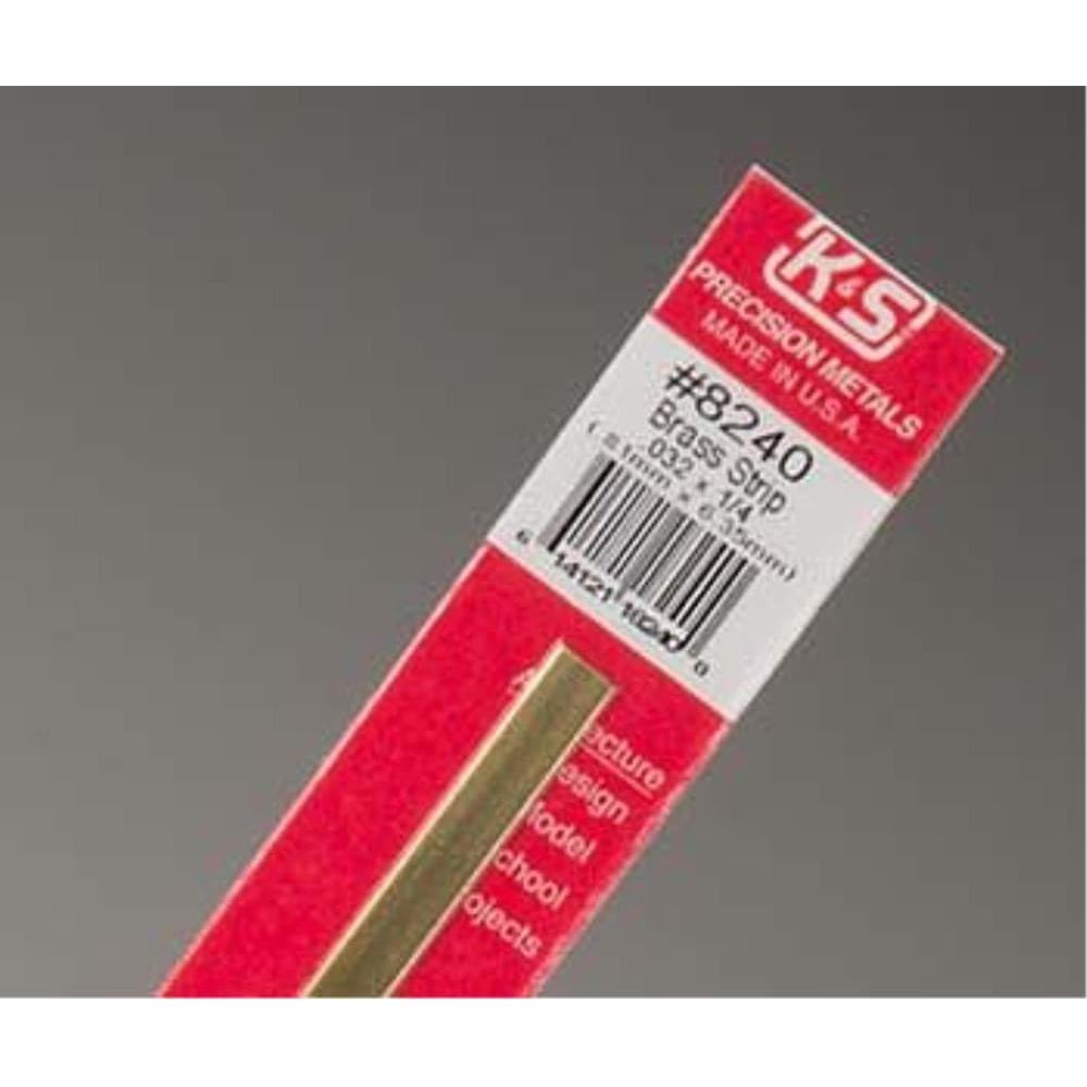 K&S Brass Strips .032 X 1/4in - (1 Strip per Card)