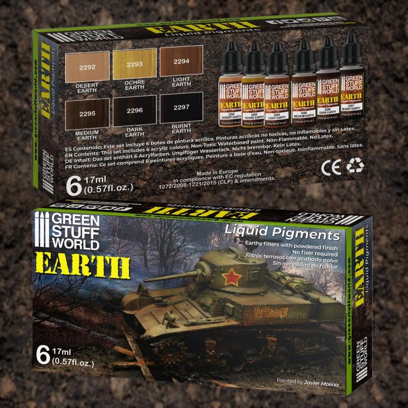 GREEN STUFF WORLD Liquid Pigments Paint Set - Earth (Box x 6)