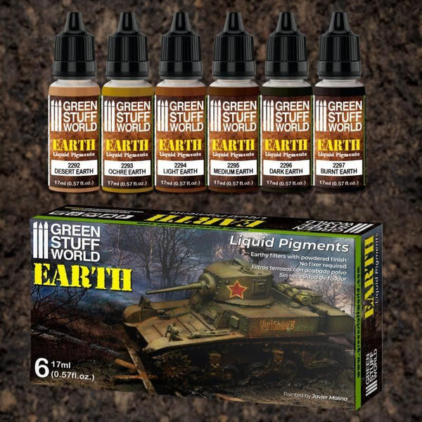 GREEN STUFF WORLD Liquid Pigments Paint Set - Earth (Box x 6)