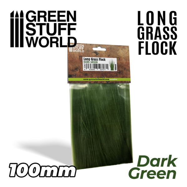 GREEN STUFF WORLD Long Grass Flock 100mm - Dark Green
