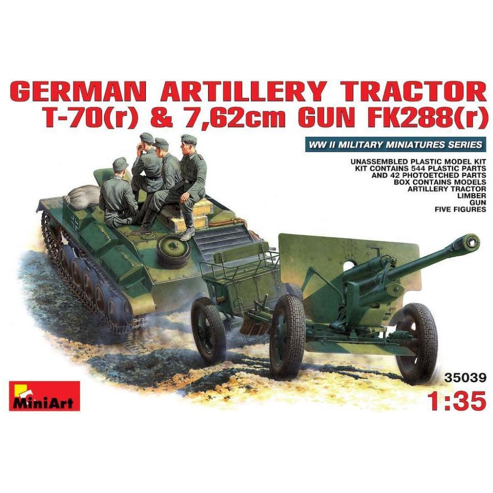 MINIART 1/35 German Artillery Tractor T-70 (r) & Gun w/Crew