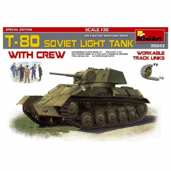 MINIART 1/35 T-80 Soviet Light Tank w/Crew.Special Edition