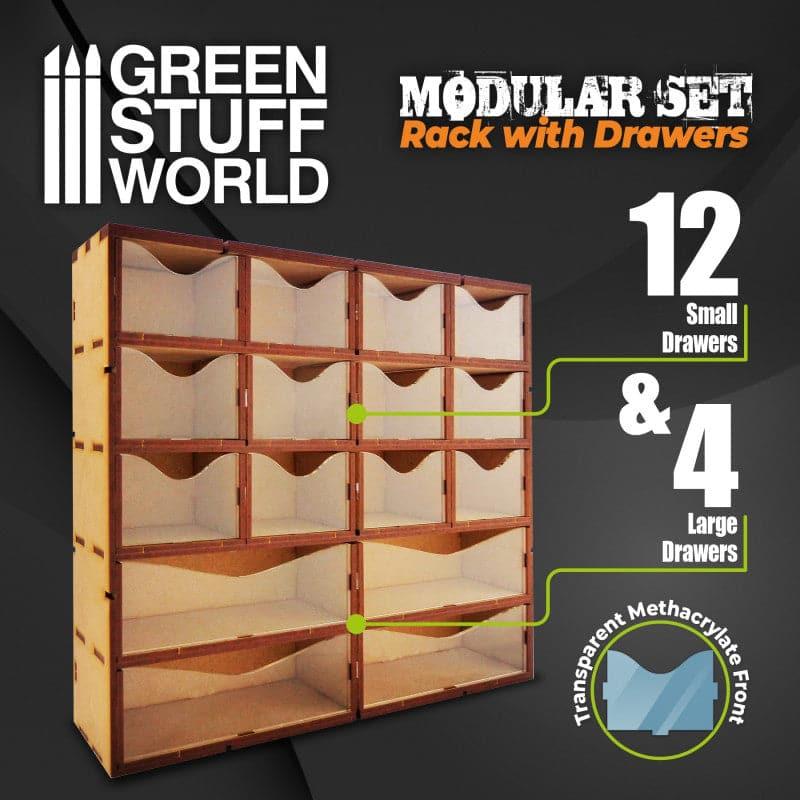 GREEN STUFF WORLD MDF Vertical Rack with Drawers