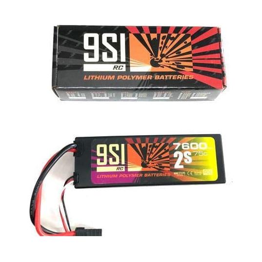 NINESTEPS 7600mAh 7.4V 75C 2 Cell LiPo Battery Hard Case (Traxxas Plug)