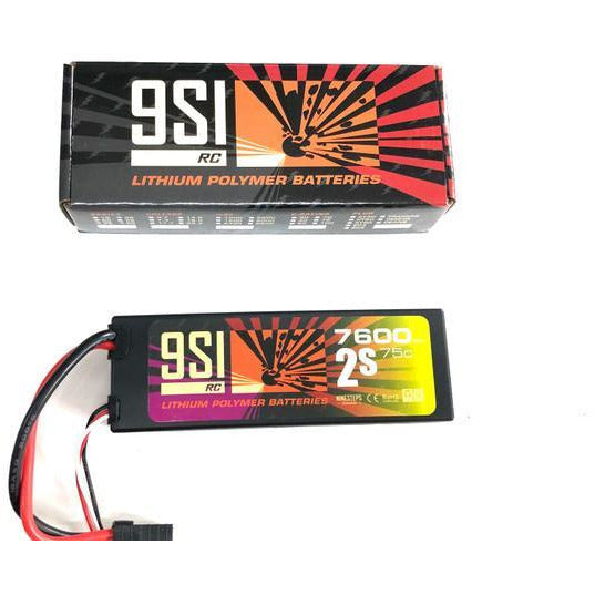 NINESTEPS 7600mAh 7.4V 75C 2 Cell LiPo Battery Hard Case (Traxxas Plug)