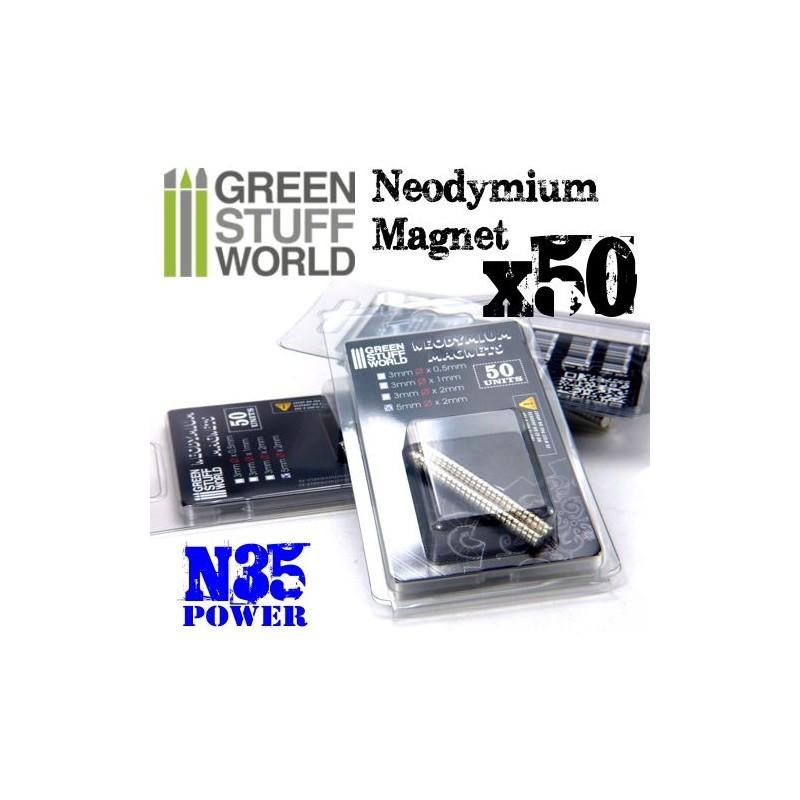 GREEN STUFF WORLD Neodymium Magnets 3 x 0.5mm - SET x50 (N35)