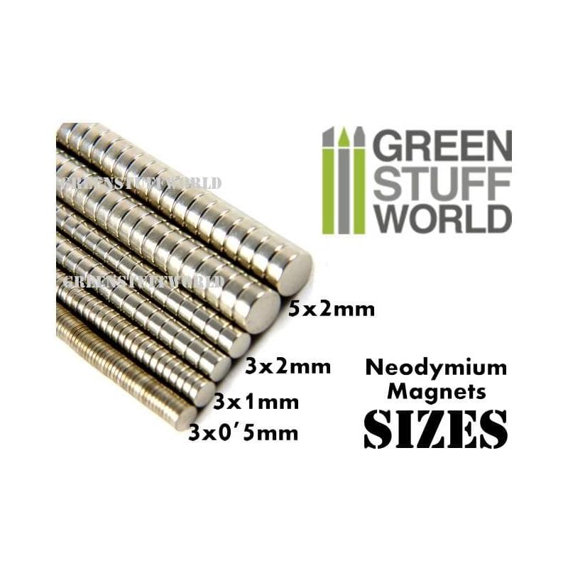 GREEN STUFF WORLD Neodymium Magnets 3 x 1mm - SET x50 (N35)