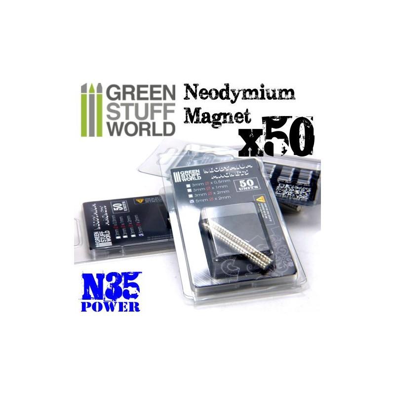 GREEN STUFF WORLD Neodymium Magnets 5 x 2mm - SET x50 (N35)