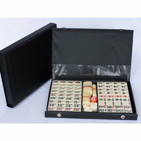 Mahjong Set Black Vinyl Case with Sticks 32cm