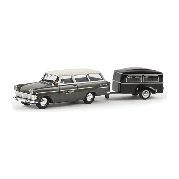 BREKINA AUTOMODELLE HO Opel Rekord Station Wagon with Small Funeral Trailer