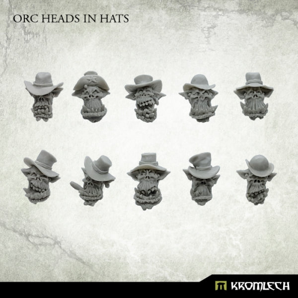 KROMLECH Orc Heads in Hats (10)
