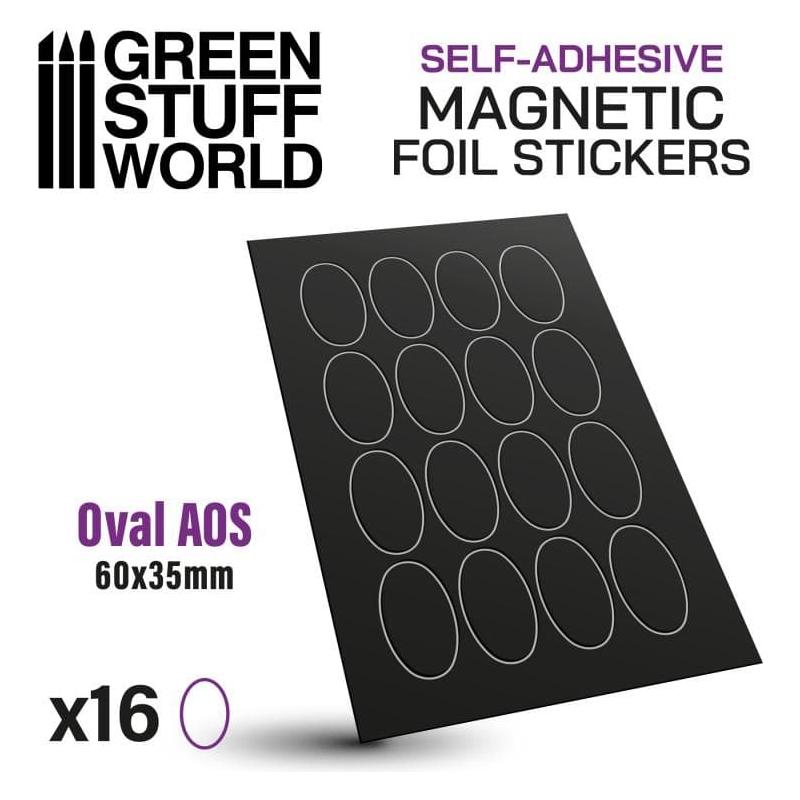 GREEN STUFF WORLD Oval Magnetic Sheet Self-Adhesive - 60x35