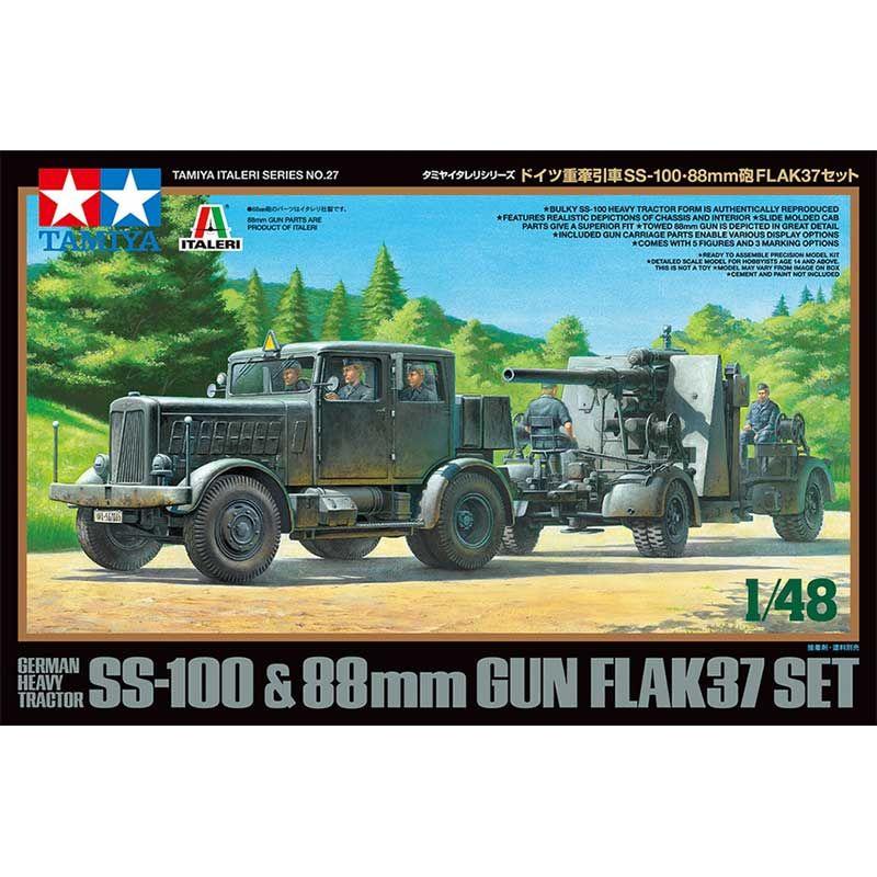 TAMIYA 1/48 German Heavy Tractor SS-100 & 88mm Gun Flak 37