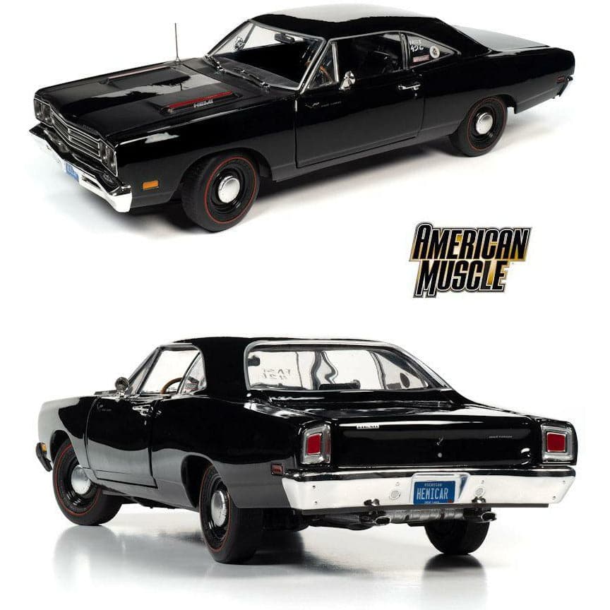 AUTO WORLD American Muscle 1/18 1969 Plymouth Roadrunner (Hemmings Muscle Machine) X-9 Tuxedo Black