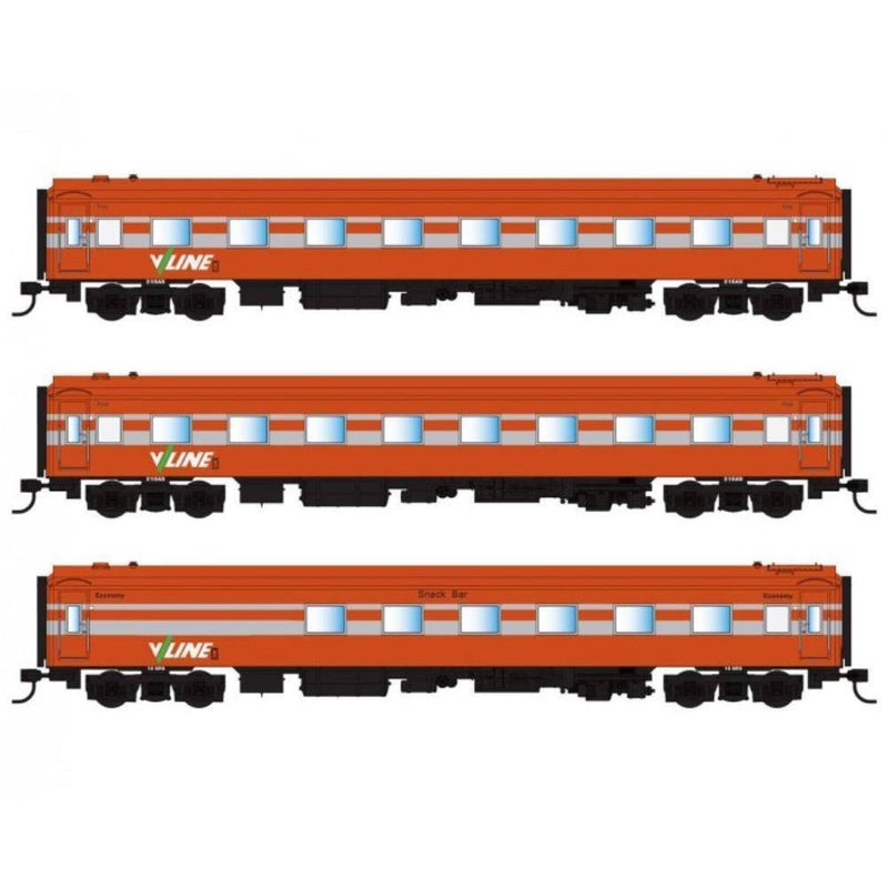 POWERLINE Victorian S Carriages V/Line Tangerine/Silver Ribbon 3 Pack