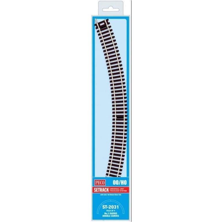 PECO OO/HO Setrack Double Curve, 3rd Radius ST231 x 4 Code 100 (ST2031)
