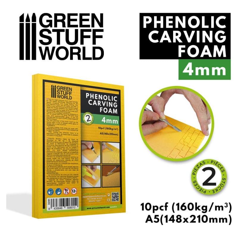 GREEN STUFF WORLD Phenolic Carving Foam 4mm - A5 size