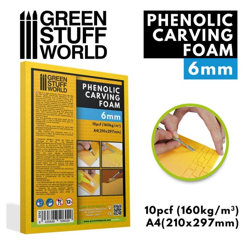 GREEN STUFF WORLD Phenolic Carving Foam 6mm - A4 size