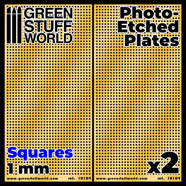 GREEN STUFF WORLD Photo-Etched Plates - Squares - Size L (2 Pcs)