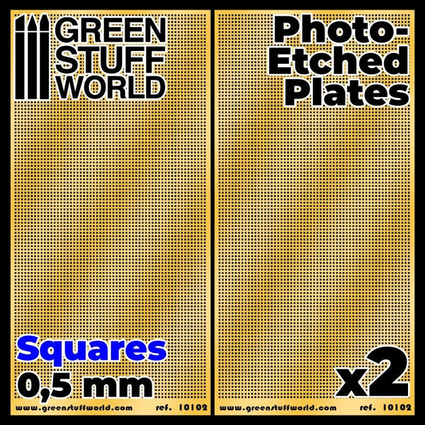 GREEN STUFF WORLD Photo-etched Plates - Squares - Size S (2
