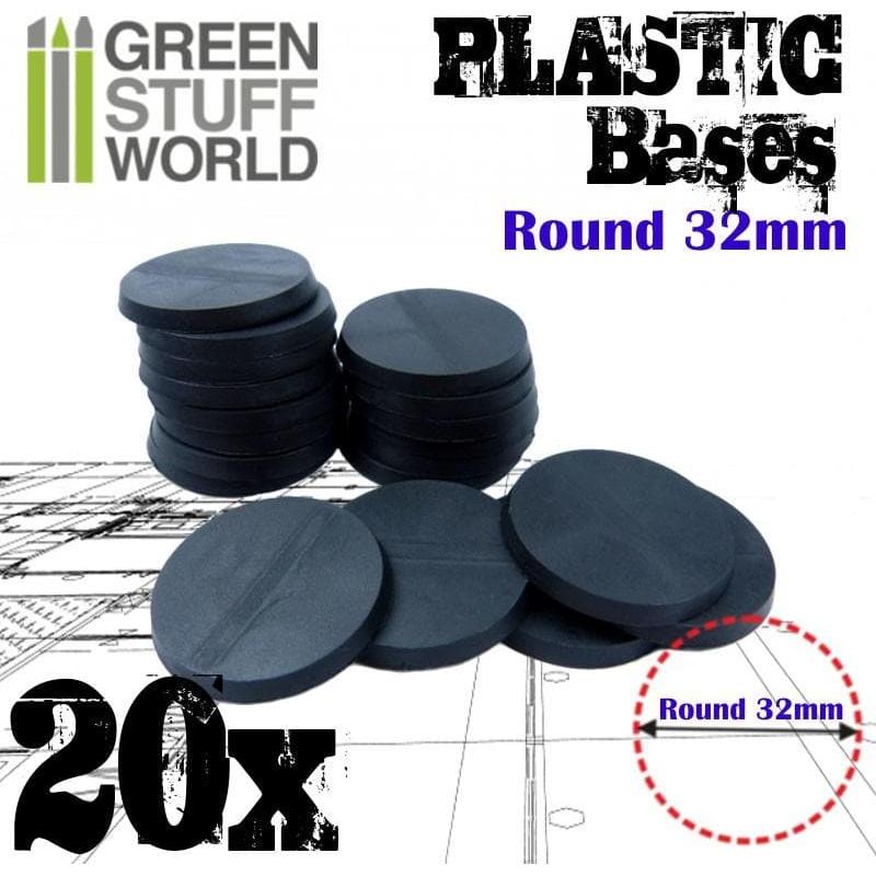 GREEN STUFF WORLD Plastic Bases - Round 32mm Black