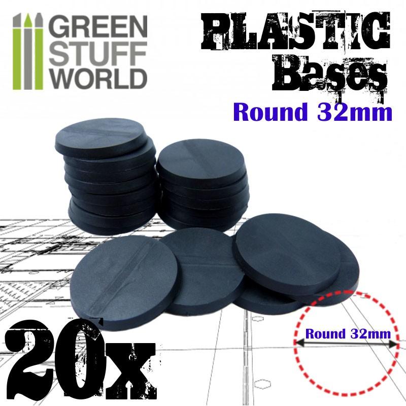 GREEN STUFF WORLD Plastic Bases - Round 32mm Black