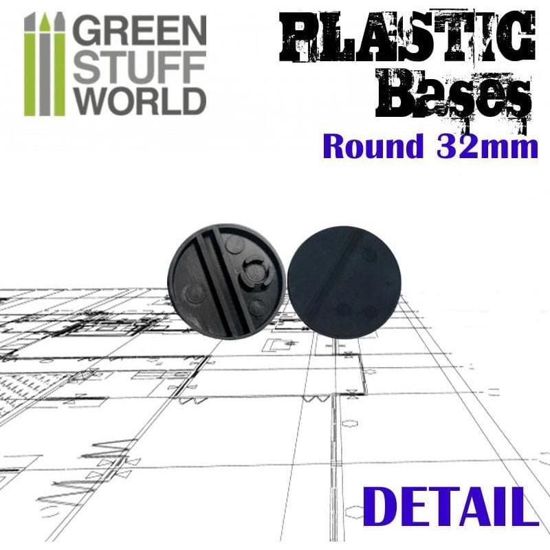 GREEN STUFF WORLD Plastic Bases - Round 32mm Black