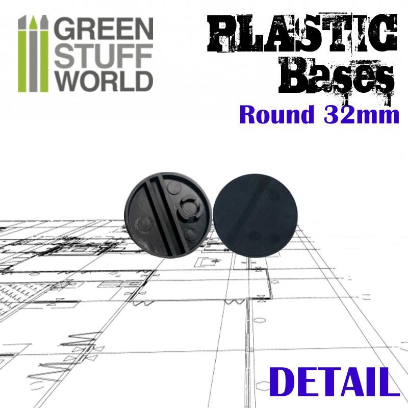 GREEN STUFF WORLD Plastic Bases - Round 32mm Black