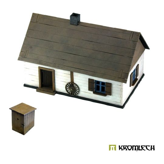 TABLETOP SCENICS Poland 1939 Wooden Cottage with Privy